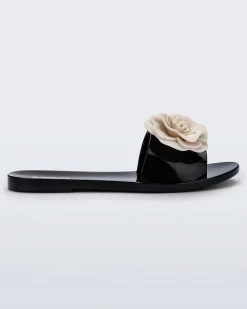 Slides*Melissa Babe Petals Black/Beige