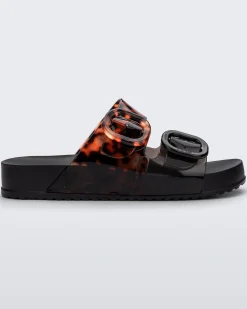 Slides*Melissa Cozy Black/Clear Tortoise