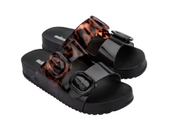 Slides*Melissa Cozy Black/Clear Tortoise