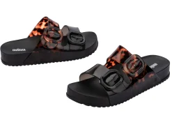 Slides*Melissa Cozy Black/Clear Tortoise