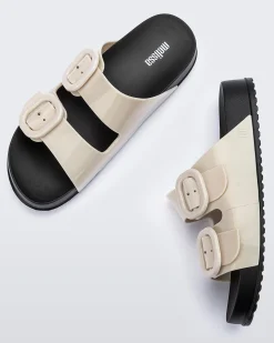 Slides*Melissa Cozy Black/Beige