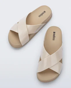 Slides*Melissa Cozy Cross Beige
