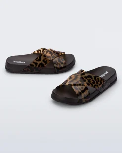 Slides*Melissa Cozy Cross Dark Brown