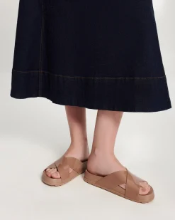 Slides*Melissa Cozy Cross Brown