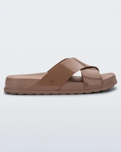 Slides*Melissa Cozy Cross Brown