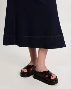 Slides|Platform*Melissa Cozy Cross Platform Black/Tortoise