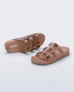 Slides*Melissa Cozy Stripes Transparent Brown