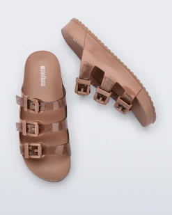 Slides*Melissa Cozy Stripes Transparent Brown