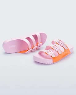 Slides*Melissa Cozy Stripes Pink/Orange