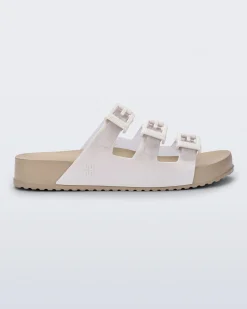 Slides*Melissa Cozy Stripes Beige/White