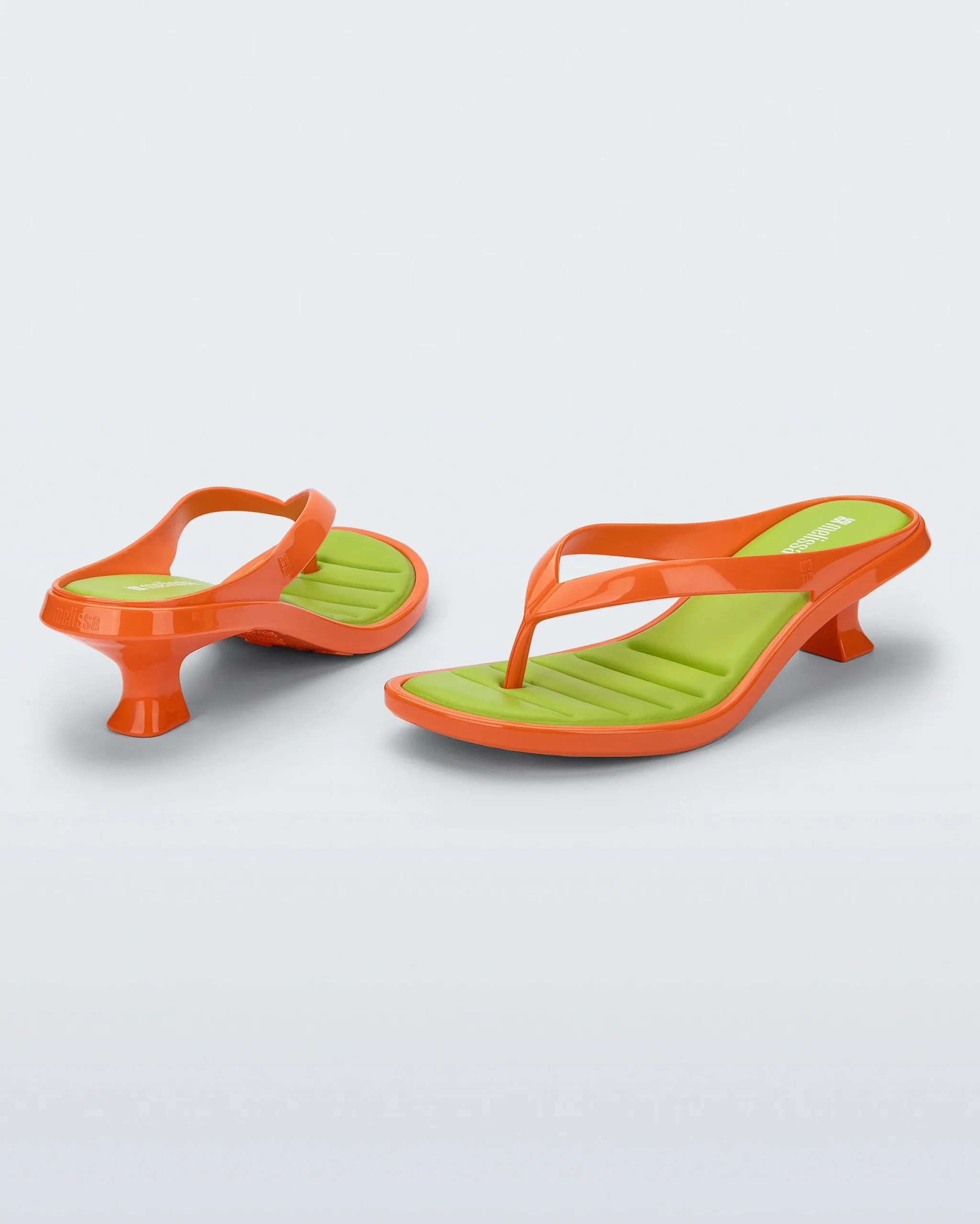 Flip Flops|Heels*Melissa Flip Flop Kitten Heel Orange/Green
