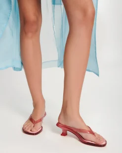 Flip Flops|Heels*Melissa Flip Flop Kitten Heel Clear Pink