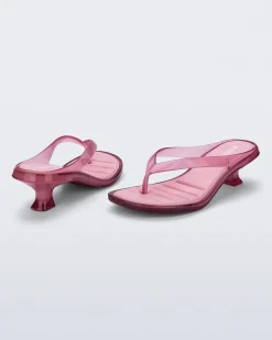 Flip Flops|Heels*Melissa Flip Flop Kitten Heel Clear Pink