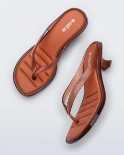 Flip Flops|Heels*Melissa Flip Flop Kitten Heel Clear Brown
