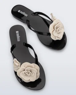 Flip Flops*Melissa Harmonic Petals Black/Beige