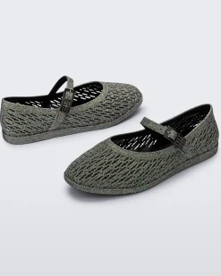 Ballet Flats*Melissa Harper Dark Silver Glitter