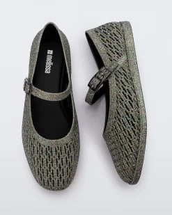 Ballet Flats*Melissa Harper Dark Silver Glitter