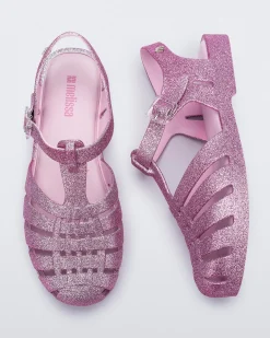 Ankle Strap*Melissa Possession Pink Silver Glitter