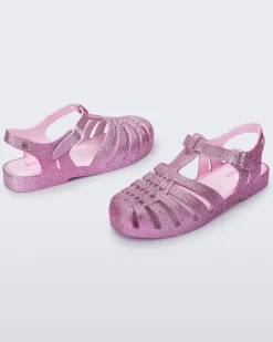 Ankle Strap*Melissa Possession Pink Silver Glitter