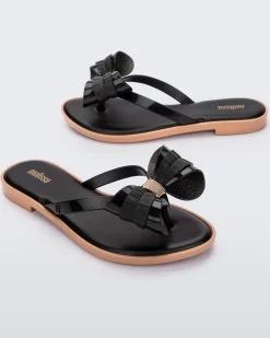 Flip Flops*Melissa Slim Flip Flop Black/Beige
