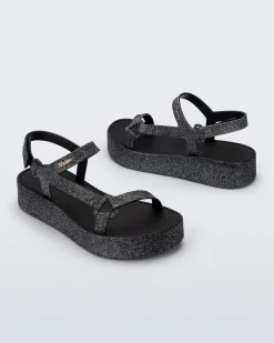 Ankle Strap|Platform*Melissa Sun Downtown Platform Black Glitter