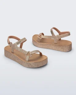 Ankle Strap|Platform*Melissa Sun Downtown Platform Beige Glitter