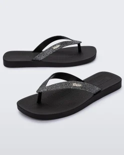 Flip Flops*Melissa Sun Long Beach Black/Silver