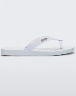 Flip Flops*Melissa Sun Long Beach White/Glitter Clear