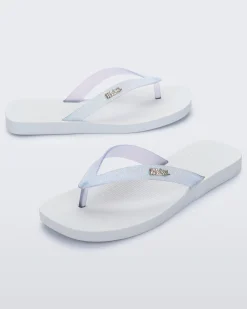Flip Flops*Melissa Sun Long Beach White/Glitter Clear