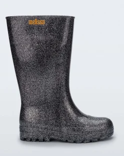 Boots|Rain*Melissa Welly Black/Glitter Silver