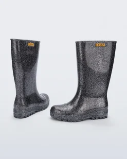 Boots|Rain*Melissa Welly Black/Glitter Silver